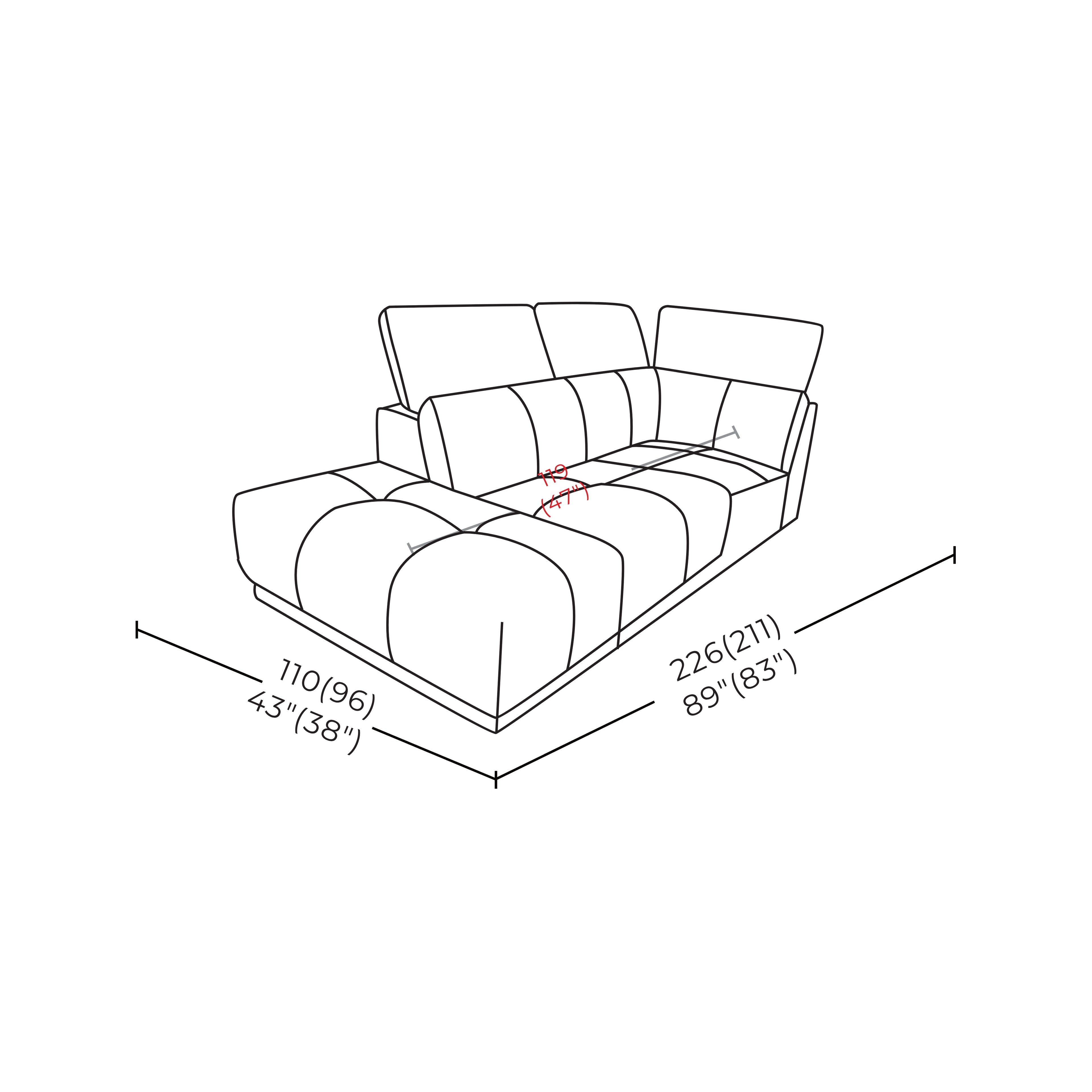SECCIONAL CON CHAISE BLANCO (3PL)