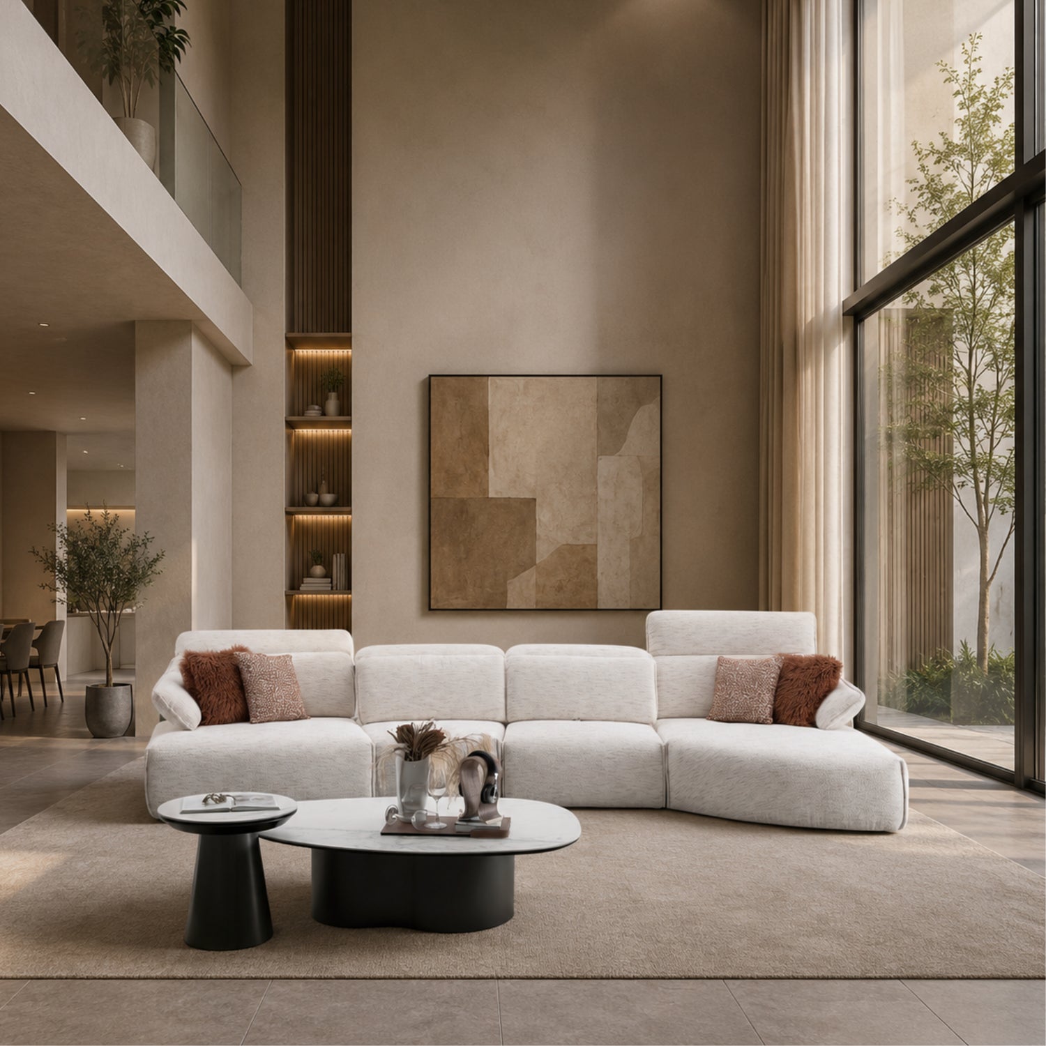 Lounge sofa with 4 back-forth
