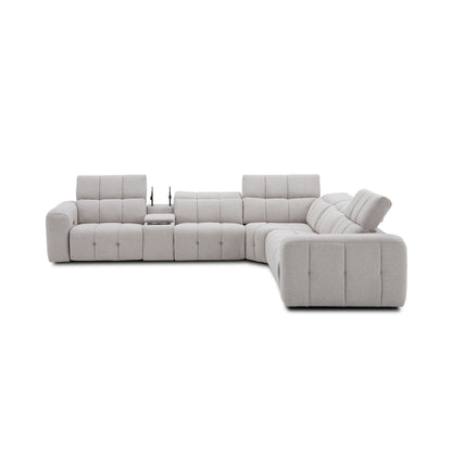 Corner sofa with 2x double motor electric recliner and console table